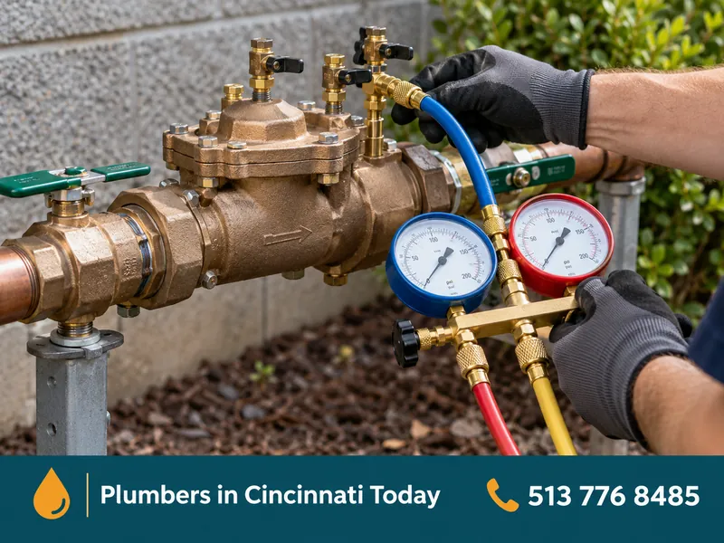Backflow Testing & Water Softeners: close-up of work by a licensed plumber in Cincinnati, OH