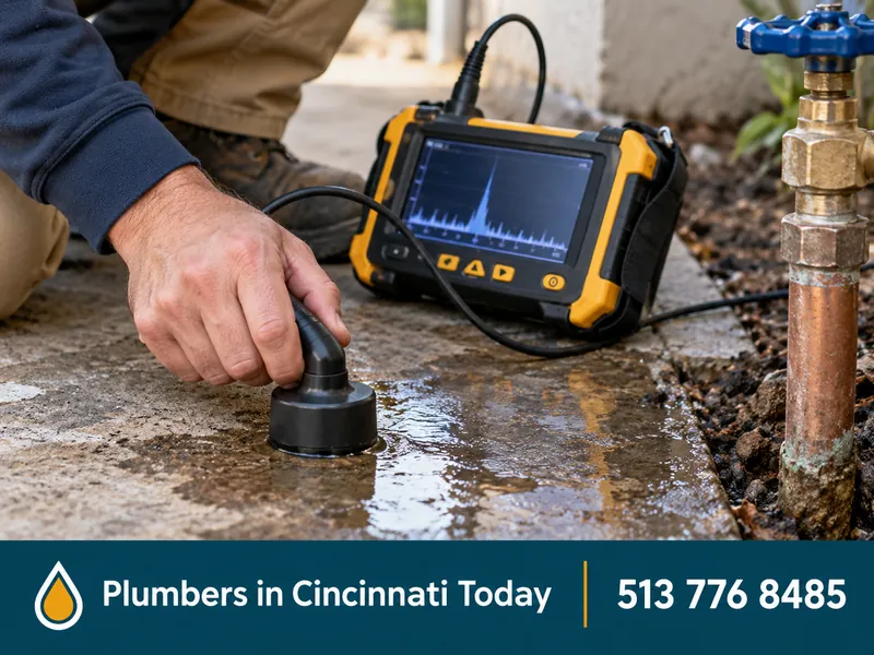 Leak Detection & Water Lines: close-up of work by a licensed plumber in Cincinnati, OH