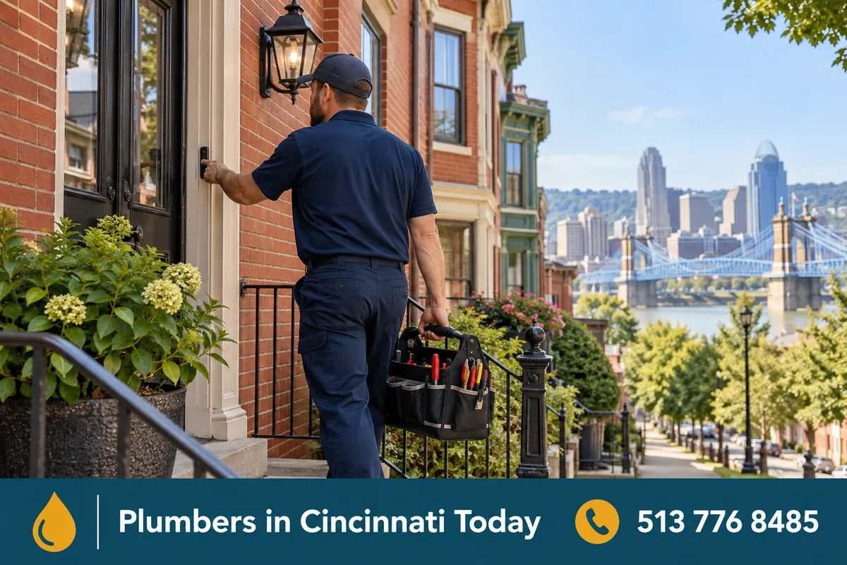 Licensed plumber arriving at a home in Covington, KY