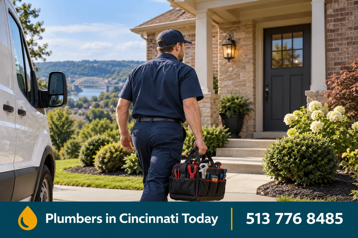 Licensed plumber arriving at a home in Independence, KY