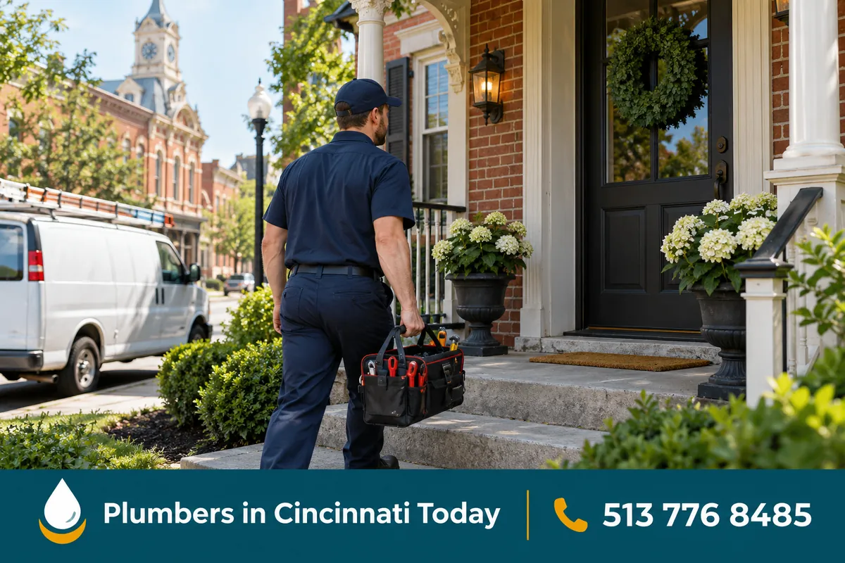 Licensed plumber arriving at a home in Lebanon, OH