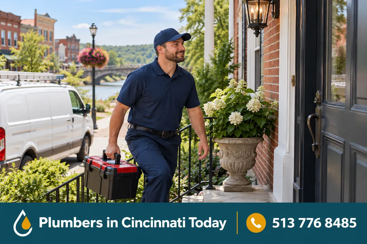 Licensed plumber arriving at a home in Milford, OH