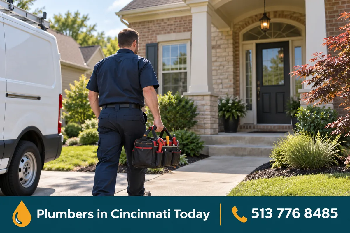 Licensed plumber arriving at a home in West Chester, OH