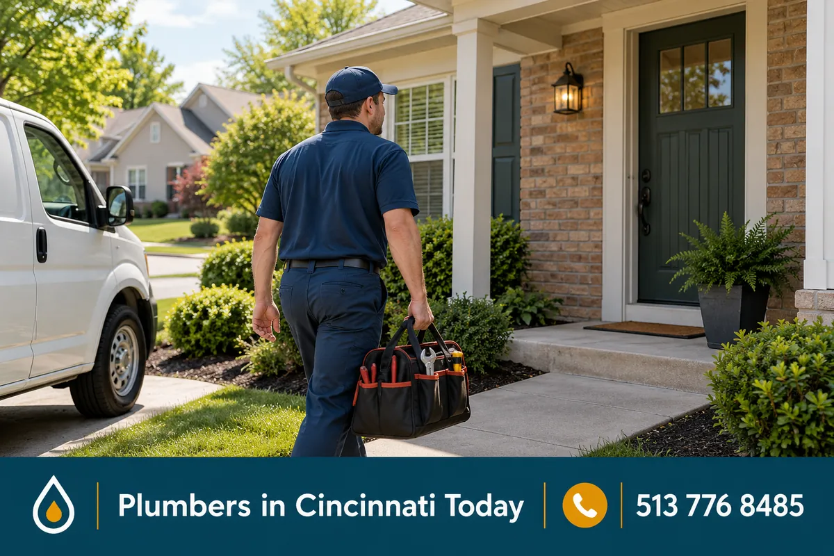 Licensed plumber arriving at a home in Fairfield, OH