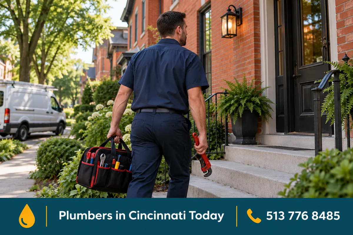 Licensed plumber arriving at a home in Hamilton, OH