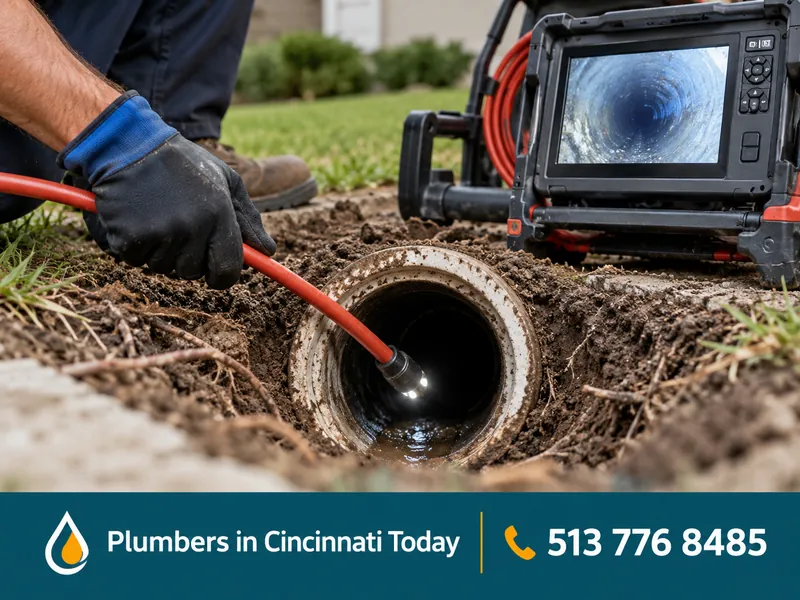 Sewer Line Repair: close-up of work by a licensed plumber in Cincinnati, OH